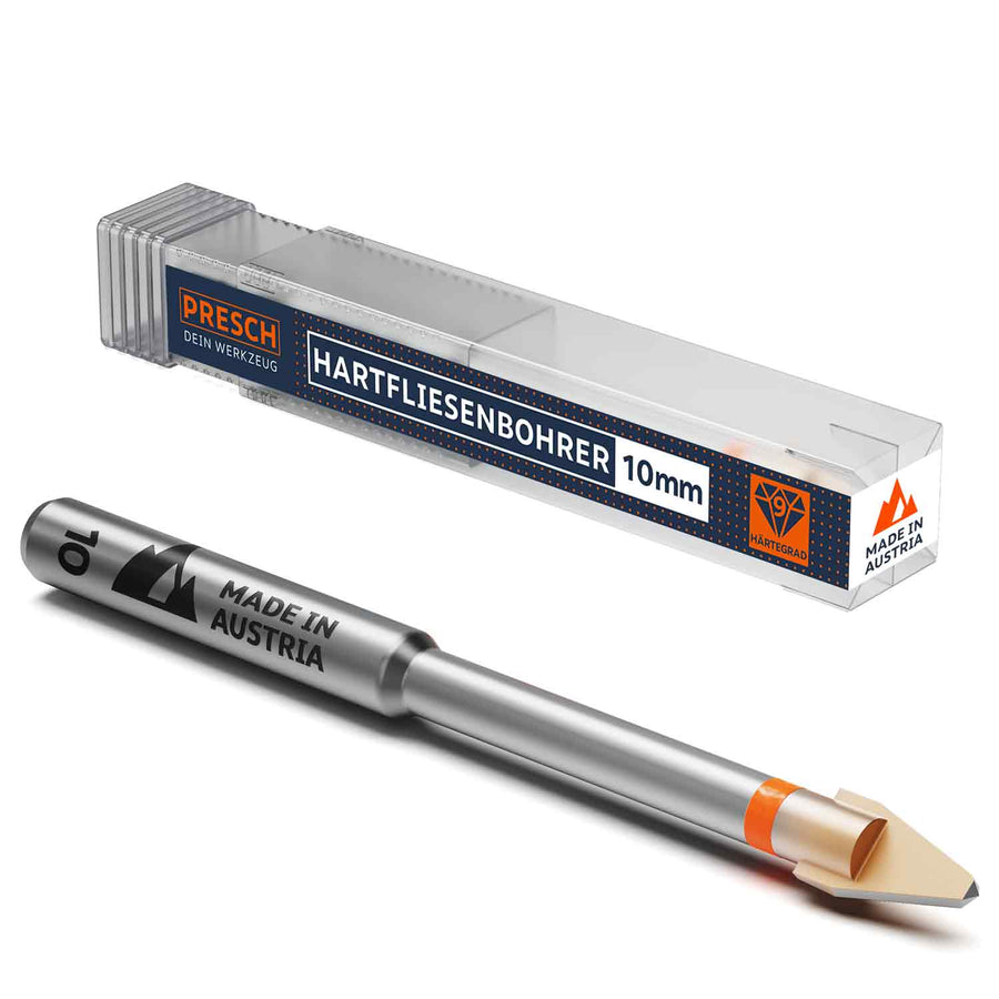 PRESCH Fliesenbohrer für Feinsteinzeug 10mm mit Diamantspitze und Verpackung