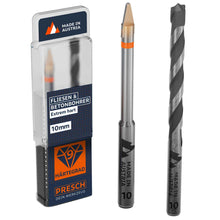 PRESCH Fliesenbohrer 10mm inklusive Betonbohrer in Verpackung, robuste Steinbohrer mit Hartmetallspitze.