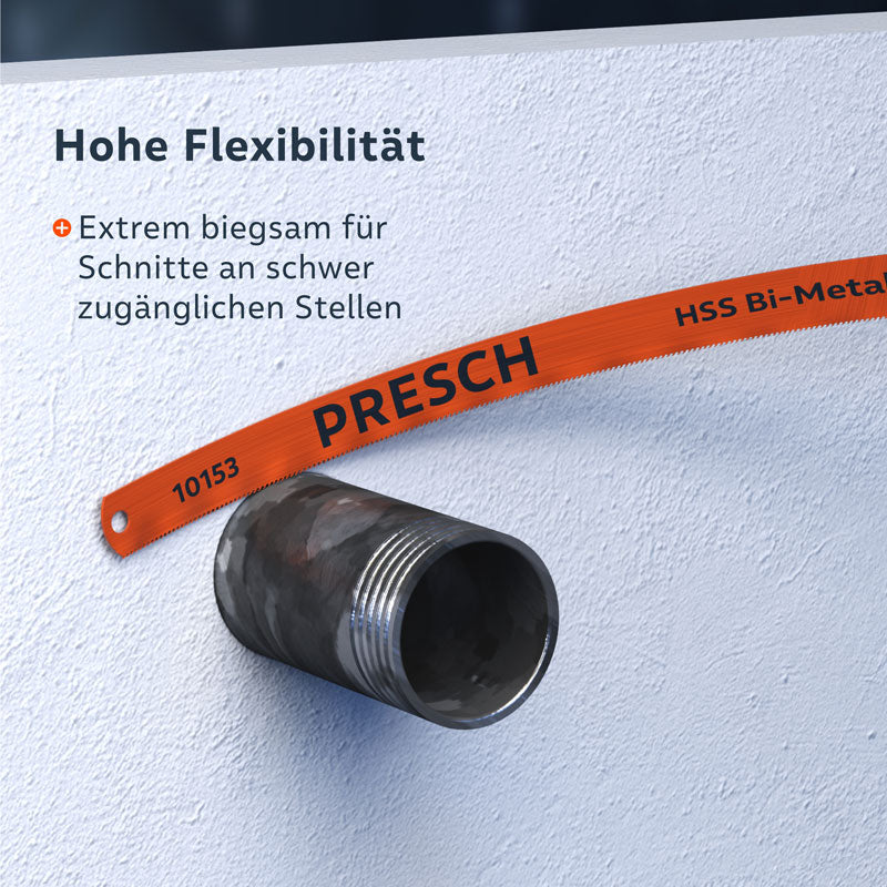 PRESCH Handsägeblätter 300mm für Metall und Holz, flexible und robuste Sägebänder.