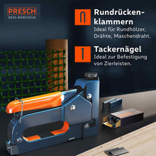 Handtacker van PRESCH met nietjes en nietnagels voor doe-het-zelfwerk.