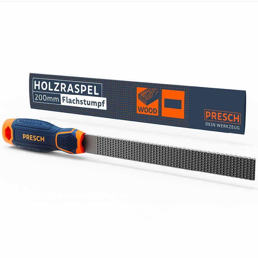 Holzraspel flachstumpf von Presch mit Feilenkörper und ergonomischem Griff für Holzbearbeitung