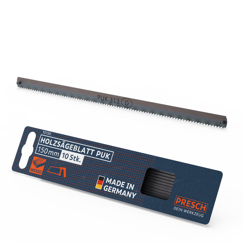 PRESCH Houtzaagblad PUK 150 mm met 14 TPI, zaagblad en symbolen voor compatibele handzagen
