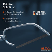 PRESCH Metallsägeblatt für präzise Schnitte, inklusive Sägeblatthalterung, geeignet für 150mm Handsägen, Qualitätswerkzeug Made in Germany