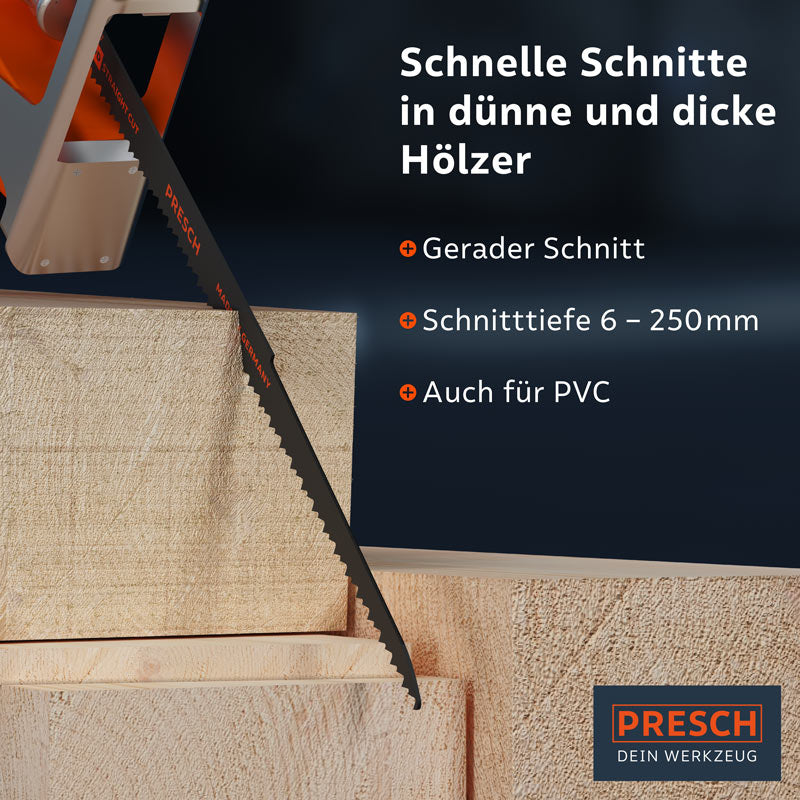 PRESCH Säbelsägeblatt 280mm für Holz, extra langes Sägeblatt für schnelle Schnitte in Holz, geeignet für Holzbearbeitungswerkzeuge