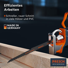 PRESCH Säbelsägeblatt für Holz 280mm extra-lang, langlebige Handsäge für effizientes Zersägen von Holzmaterial und PVC.