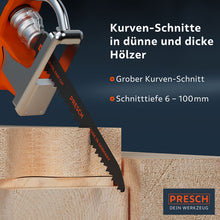 PRESCH Reciprocating zaagblad voor hout met 130 mm lengte voor curve snijden, geschikt voor grove zaagsneden in houtmaterialen