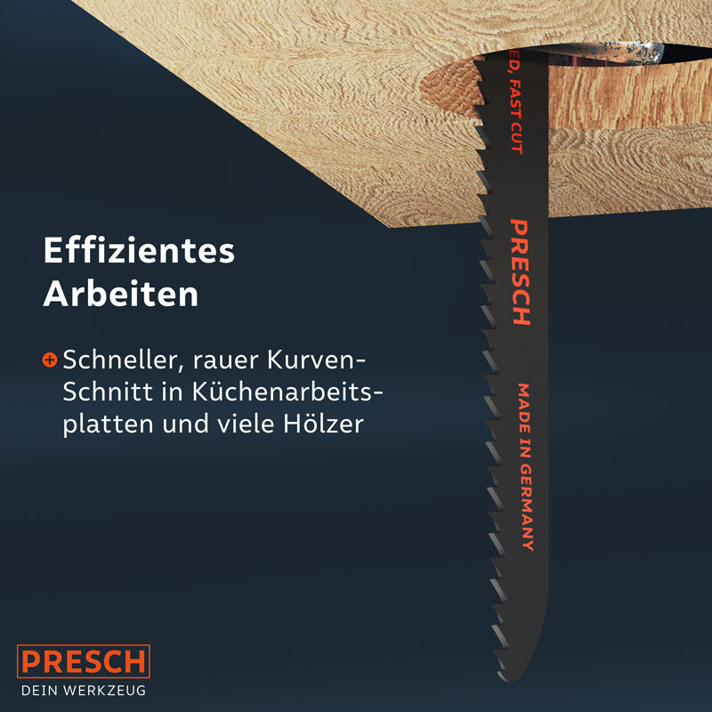 PRESCH Reciprozaagblad voor hout met 130 mm lengte voor efficiënte curvezagen, inclusief alternatieve zaagbladopties voor verschillende houtsoorten