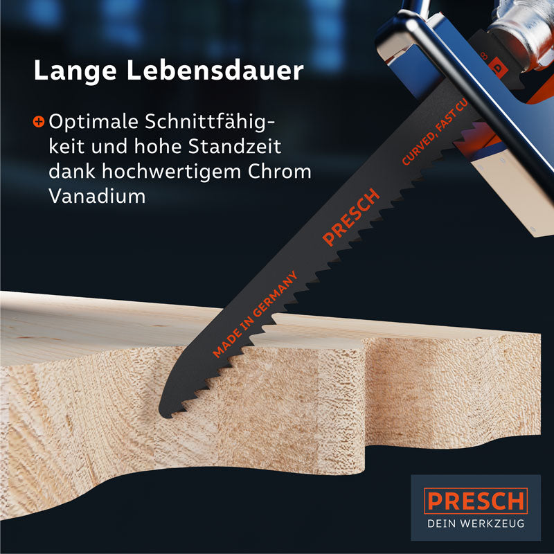 Precisie zaagblad voor oudsabelzaag 130mm voor het zagen van rondingen in hout met een lange levensduur en hoge zaagprecisie, vervaardigd uit chroomvanadium.