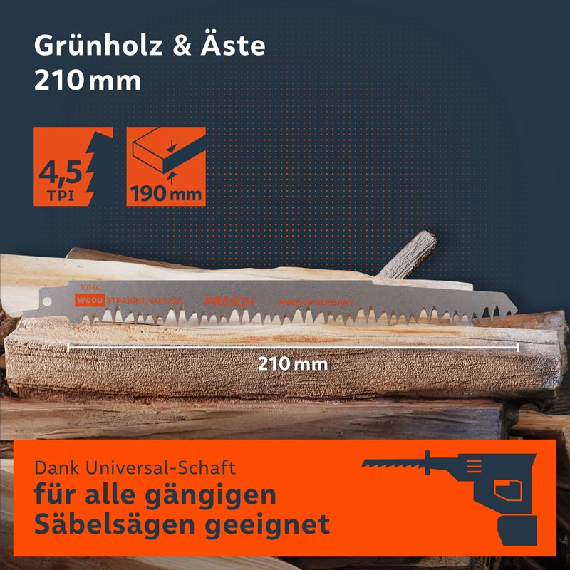 WRS Säbelsägeblätter Für Holz Made In Germany – 240 Mm, 5er Pack, Für Grünholz & Weichholz