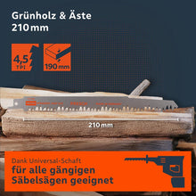Lame de scie sabre PRESCH 210mm pour bois vert et branches, compatible avec les scies sabres courantes, outil de coupe du bois.