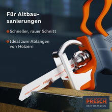 Lame de scie sabre PRESCH 130mm pour bois avec clous, sciage de matériaux en bois, conception de lame robuste