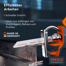 PRESCH Reciprozaagblad voor metaal 130mm van roestvrij staal, efficiënt voor snelle zaagsneden in stalen balken, ideaal voor metaalbewerking en precisiewerk.