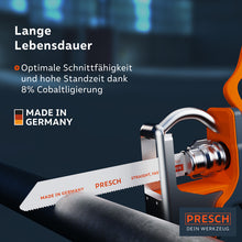 PRESCH Reciprozaagblad voor metaal, 130 mm van roestvrij staal, duurzaam en roestvrij met efficiënte zaagprestaties voor professioneel gebruik.