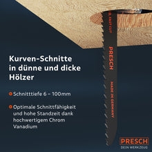 PRESCH Reciprocatingzaagbladset voor metaal en hout, 15-delig assortiment, hoogwaardige zaagbladen voor curvezagen in verschillende materiaaldiktes.