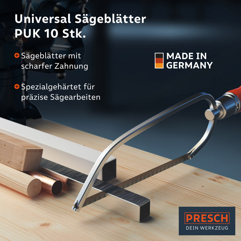 Universal Sägeblatt von PRESCH für präzise Sägearbeiten, Zahnung und Spezialhärtung, 10er-Set