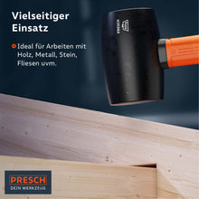 Maillet en caoutchouc noir de Presch pour diverses tâches dans l'artisanat et l'assemblage, maillet avec poignée ergonomique