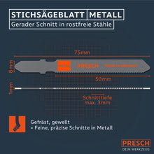 PRESCH Decoupeerzaagbladen voor hout, verschillende zaaglengtes en -dieptes voor precieze zaagsneden, kwaliteitsgereedschap Made in Germany